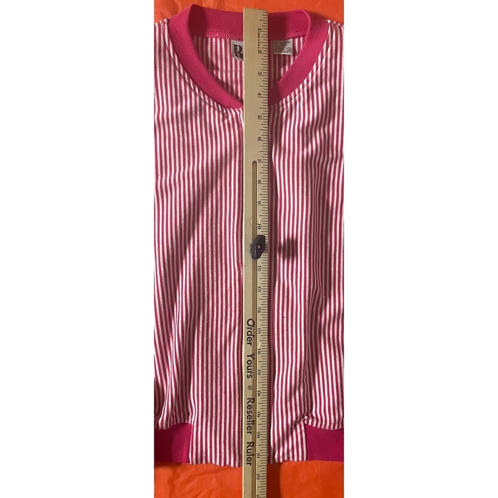 Vintage 80's Women Pink Fuchsia And White Striped Jacket Women's Size Small Zip - Picture 3 of 5